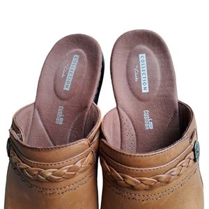 Clarks women's leather slides.